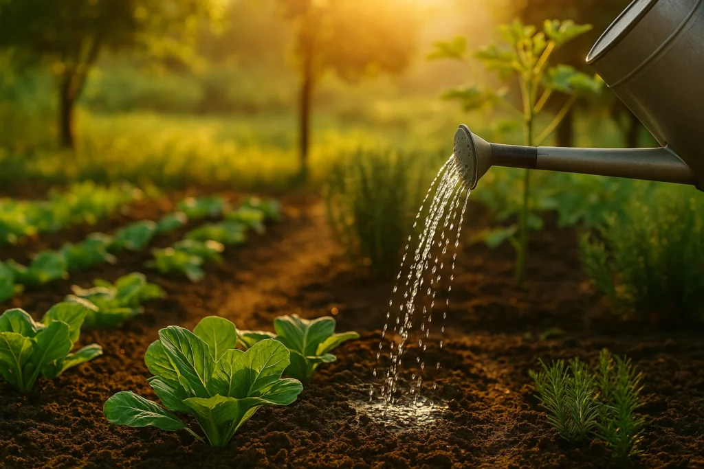 	Water saving gardening Kuwait – watering plants at dawn and grouping by water needs